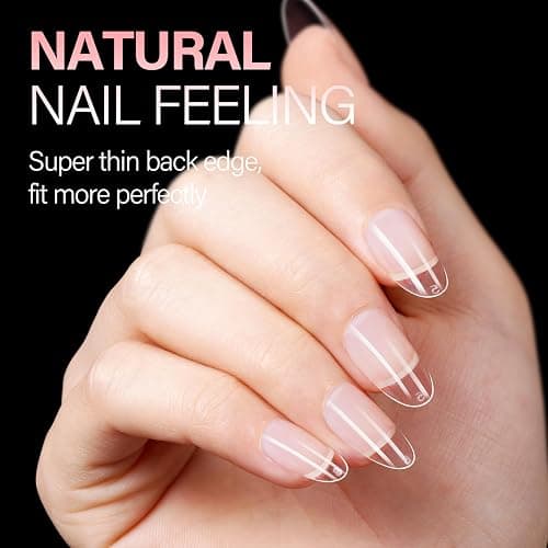 AILLSA Short Oval Nail Tips Full Cover Clear Gelly Nails Tip Half Matte Acrylic Tips Pre-Filed Fake Press on Nail Tips for Extension Home DIY Salon Manicure 216PCS 12 Sizes thumbnail 3