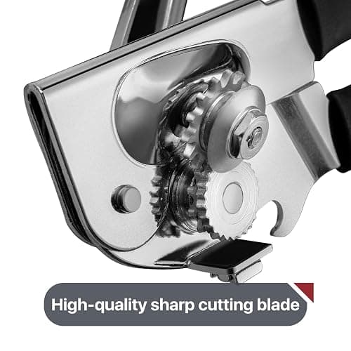 Commercial Can Opener, UHIYEE Hand Crank Can Opener Manual Heavy Duty with Comfortable Extra-long Handles, Oversized Knob, Large Handheld Can Open Easy for Big Cans, Black thumbnail 4