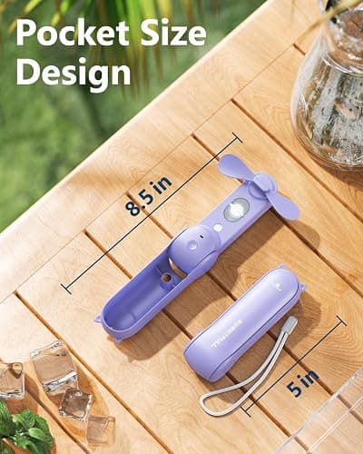 SWEETFULL Portable Misting Fan, Handheld Personal Mister, Rechargeable Mini Spray Water Mist, for Kids Women Travel, Outdoors, Hiking, Camping, Home Office (Purple) thumbnail 3