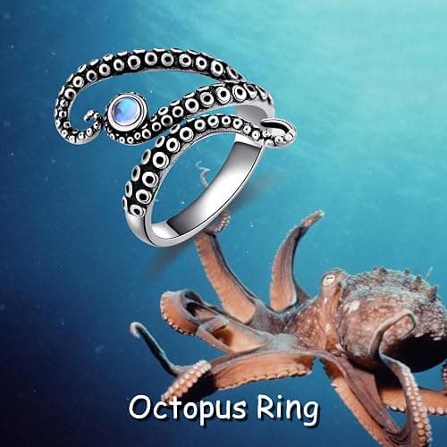 TALYKONG Octopus Ring for Women Adjustable Ring Octopus Opening Ring Jewelry for Women Men thumbnail 6