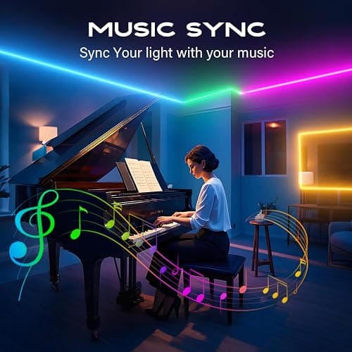 CHARKEE LED Lights 100ft USB-Powered, Music Sync RGB LED Strip Lights for Bedroom/TV Backlight/Gaming Lighting, Color Changing Bluetooth Led Lights IR Remote&App Control thumbnail 5