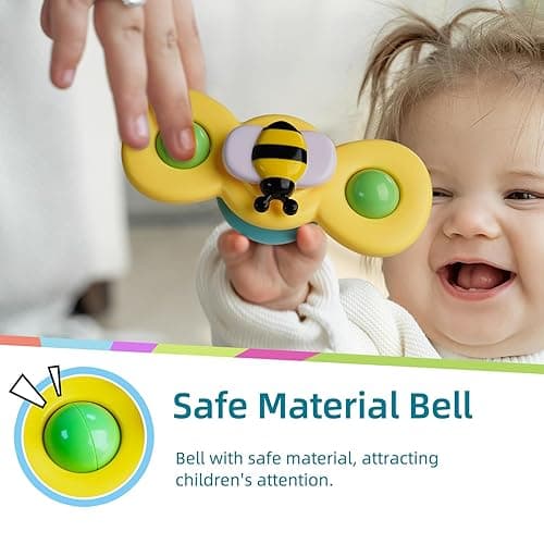 LiKee Strong Suction Cup Fidget Spinnerz Sensory Bath Toys for Baby 12 18 Months Airplane Car Travel Table & Window Toys for 1 2 Years Old Toddler Boys and Girls (Insect-1) - Insect-1 thumbnail 2