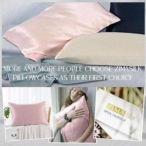 ZIMASILK 100% Pure Mulberry Silk Pillowcase for Hair and Skin Health,Soft and Smooth,Both Sides Premium Grade 6A Silk,600 Thread Count,with Hidden Zipper,1pc (Queen 20''x30'',Pink) thumbnail 6
