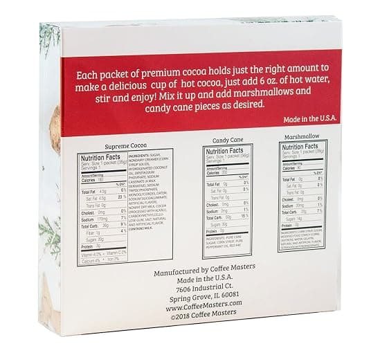 Hot Chocolate Cocoa Mix Gift Kit - Supreme Gourmet Cocoa Mix Packets, Crushed Peppermint & Mini Marshmallows | Instant Drink 4 Servings 8 oz thumbnail 2