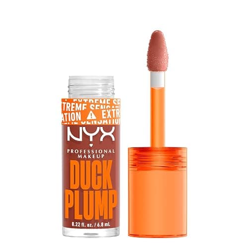 NYX Professional Makeup Lipgloss mit Schmollmund-Effekt, Glossy Finish & intensive Farbe, Extremes Volumen & Fülle dank Ingweröl, Vegane Formel, Duck Plump Lip Lacquer, Brown of Applause - Image 1