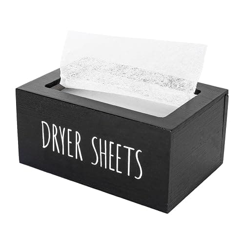 zoocatia Laundry Room Decor Dryer Sheet Container Wood Detergent Dispenser Organization and Storage Box Holder for Laundry Pods, Dryer Balls, Black - Image 1