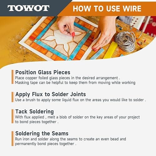 TOWOT 60/40 Solder for Stained Glass, 1 lb Spool, 3mm Dia, No Flux Solder Wire Stained Glass Supplies thumbnail 7