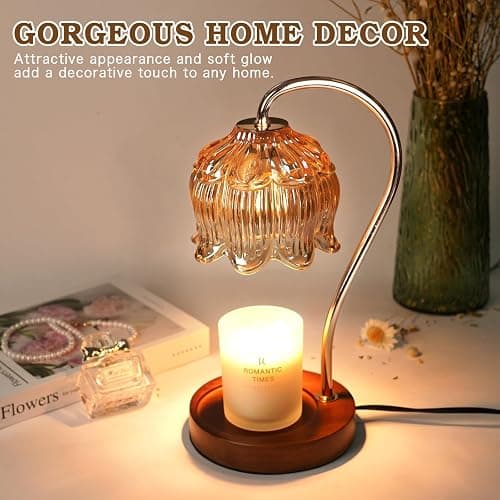 Funistree Flower Candle Warmer Lamp with Timer, Dimmable Candle Lamp Warmer, Mothers Day Birthday Gift for Women Her Mom, House Warming for New Home Decor, Lotus Wax Warmer for Yankee Candles thumbnail 2