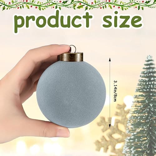 Liliful 15 Pcs Velvet Christmas Balls Bulk Flocked Christmas Tree Ball Ornaments Plastic Xmas Decorative Hanging Ornaments(Dusty Blue,3.15 Inch) thumbnail 3