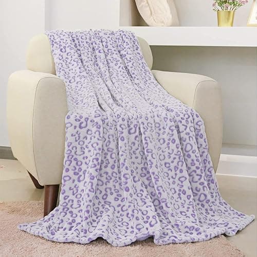 FY FIBER HOUSE Purple Blanket Cheetah Print Throw Blanket Leopard Decor, 50"X60" thumbnail 2