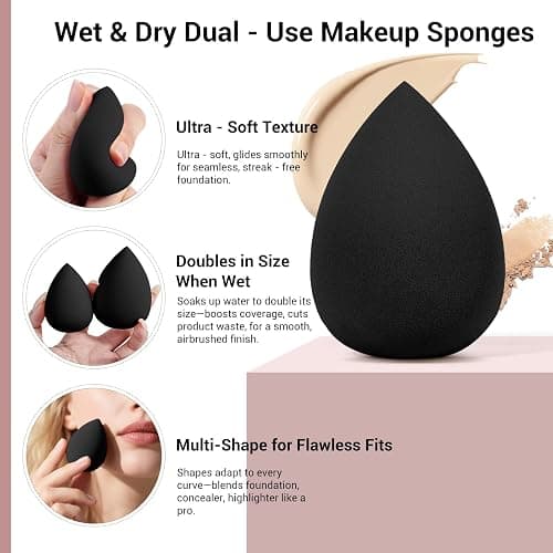 MAANGE Makeup Brush Set 51 PCS Professional Makeup Brushes for Foundation Powder Concealers Eye shadows Blending Blush Travel Make up Brush Kit (Black) thumbnail 5