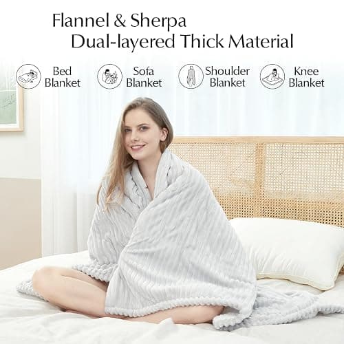 SNUGSUN Heated Blanket Throw Size, Soft and Cozy Electric Heating Blanket for Bed, Automatic Safety System 6 Heating Levels & 4 Hours Auto-Off, 50" x 60" Light Grey thumbnail 2