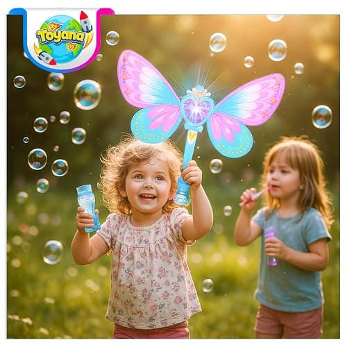 Kids Butterfly Bubble Wand, Light Up Automatic Bubbles Maker Machine with Bubble Solution, Magic Fairy Wand Outdoor Garden Bubbles Blower Activity Gift Toy Leak-Proof Design for Children Ages 3+ Years thumbnail 4