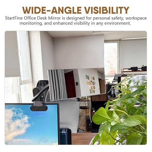 StartFine Clip On Security Mirror Convex Desk Office Cubicle for Personal Safety Desk Rear View Mirror Monitor Computer to See Behind You Flexible Gooseneck (Rectangle 6.69"x2.95" Frameless) thumbnail 7