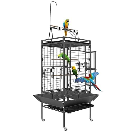82 Inch Bird Cage, BOINN Bird Flight Cages with Rolling Stand & Bottom Tray, Wrought Iron Parrot Cage with PlayTop for Parakeet, Lovebirds, Ringneck, Cockatiels - Image 1
