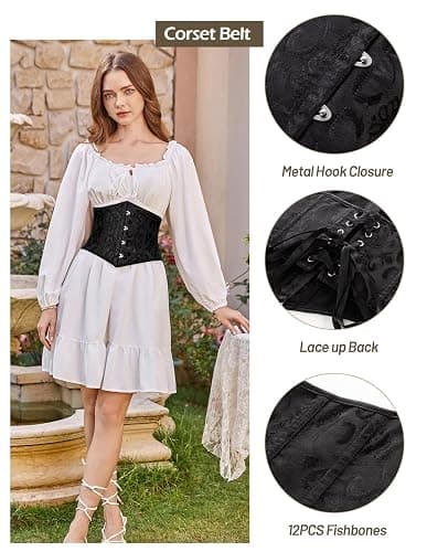 Scarlet Darkness Corset Belt for Women Fishbone Wide Waist Corset Pirate Belt thumbnail 3