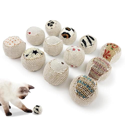 TTcat Canvas Cat Toys Balls Interactive Toys for Indoor Cats and Kitten,12 Pack. - Image 1