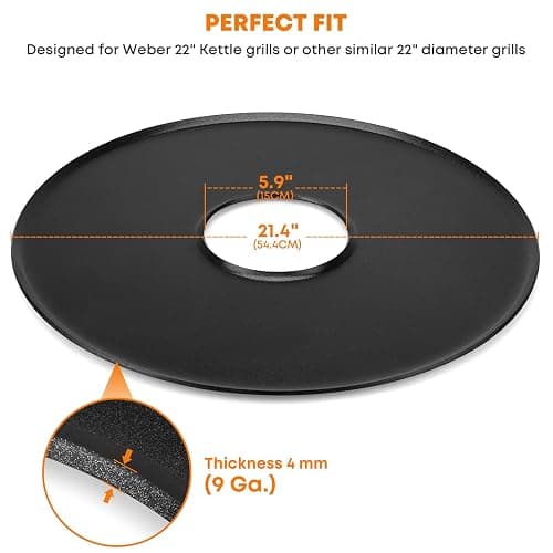 Stanbroil Round Griddle Insert for Weber 22" Kettle Charcoal Grill, Nonstick Coating Flat Top Griddle Plate, 22 Inch Kettle Grill Accesories, Black thumbnail 3