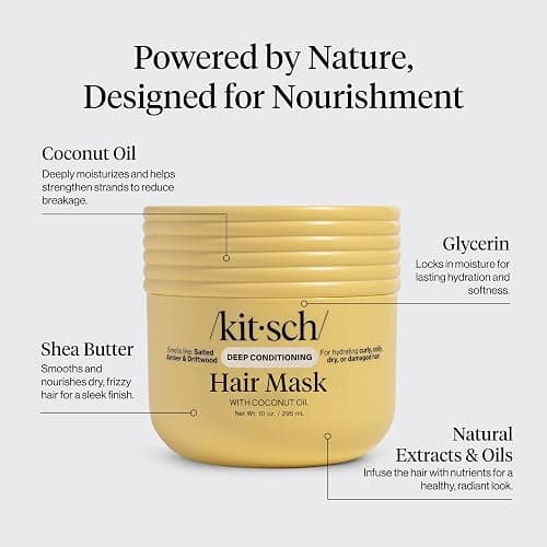 Kitsch Moisturizing Coconut Oil Hair Mask for Damaged Hair – 10 oz | Deep Conditioner for Women – Curly Hair Products Friendly – Frizz-Reducing Hair Care for Curly, Coily & All Hair Types thumbnail 6