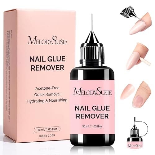 MelodySusie 30ML Nail Glue Remover for Press on Acetone Free Nail Polish Remover Multi-Functional Remover for Nails Tips Gentle Glue Remover for Gel x Nails for Home Salon - Image 1