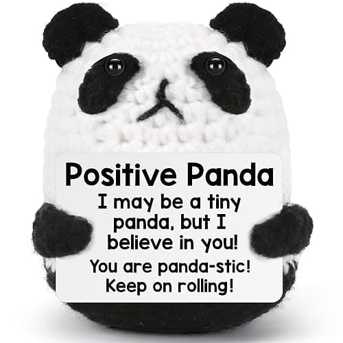 Mini Panda White Elephant Gifts for Adults Women Men Christmas Stocking Stuffers for Teen Girls Boys Kids, Birthday Gifts Emotional Motivational Support Positive Crochet Animals Handmade Panda Decor - Image 1