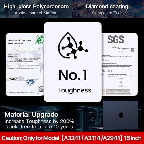 Soonjet Compatible for MacBook Air 15 inch Case M4 2025 2024 2023 M3 M2 [100% Match Official Color] [Ultra Thin Armor] Protective Hard Shell Matte Cover for Laptop A3241 A3114 A2941 - Midnight Clear thumbnail 8