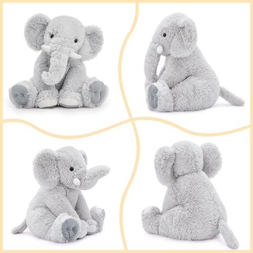 Toys Studio 19.6 Inch Stuffed Elephant Giant Plush Grey Elephant Stuffed Animal for Kids Gift for Girls Birthday Christmas Valentine's Day Themed Party Decorations thumbnail 5