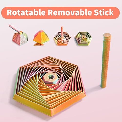 4PCS 3D Printed Fidget Toys for Adults – Multi-Layer Geometric Shapes with Handle, ASMR Clicking Sound, Stress Relief Toy for Anxiety & Focus (Gold, Green, Purple, Rainbow Finish) thumbnail 6