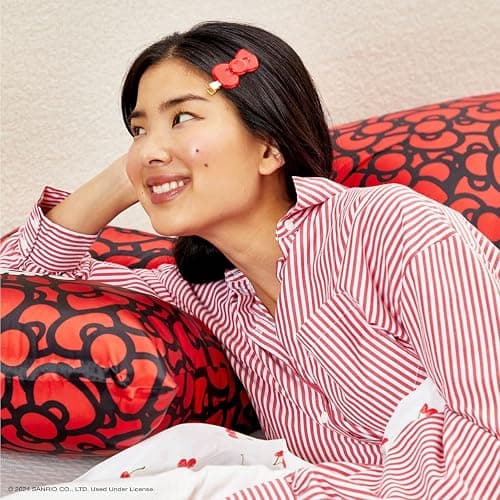 Hello Kitty x Kitsch Creaseless Hair Styling Pins - No Crease Clips for Makeup & Hairstyling | Pin Curl Hair Pins, 2pc Set - Red Kitty Bow thumbnail 4
