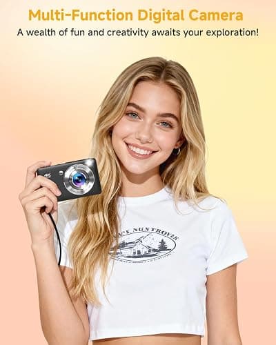 Digital Camera, 44MP FHD 1080P Digital Point and Shoot Camera with Anti Shake, Smile Capture 16X Zoom,Compact Small Camera for Teens Girls Kids Adults thumbnail 4