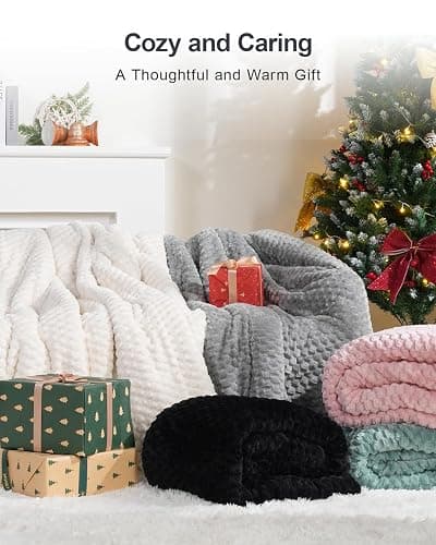Super Soft Luxury Fleece Sherpa Weighted Blanket 15 lbs for Adults, Turtle Shell Fuzzy Cozy Warm Weighted Throw for Winter, Ceramic Beads Washable Heavy Blankets for Couch Bed, Cream White, 60"x80" thumbnail 6