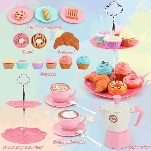 Viwulute Afternoon Tea Toys Set Pretend Play Food Toys for Toddler Girls, Party Tea Playset Toy Gifts for 3 4 5 6 Year Old Girl Boy Kids Toddlers thumbnail 5