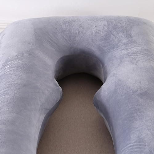 VASSVIO Pregnancy Pillow, U Shaped Maternity Pillow for Sleeping, Machine Washable Maternity & Body Pillows Full Body Support for Back, Legs, Belly, Hips for Pregnant Women 145x70cm (Grey) thumbnail 7