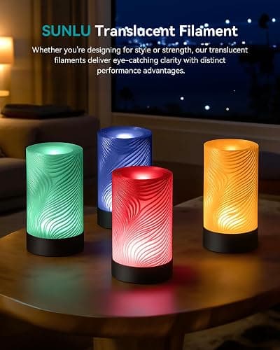 SUNLU Clear PLA Filament 1.75mm Bundle, 3D Printer Filament Bundle Multicolor, Individually Vacuum Packed, 250g Spool, 4 Rolls, Transparent Series-Clear+Red+Orange+Blue thumbnail 2