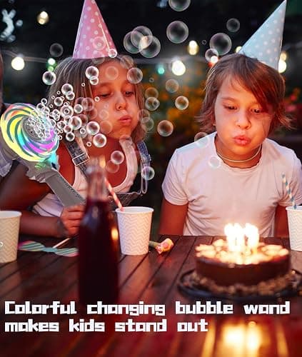 Bubble Wand for Kids Girls, Bubble Machine with Color-Changing LED Light, Windmill Lollipop Design, USB-C Rechargeable - Gifts Toys Ages 3+ for Toddlers, Easter, Outdoor, Birthday, Party Use thumbnail 6