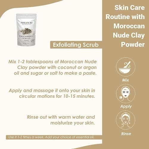 Mi Nature Moroccan Rhassoul Nude (Ghassoul) Clay Powder 227g (8oz) |Premium Face Mask & Hair Cleanser | DIY Cosmetics |Skin & Hair Care thumbnail 7