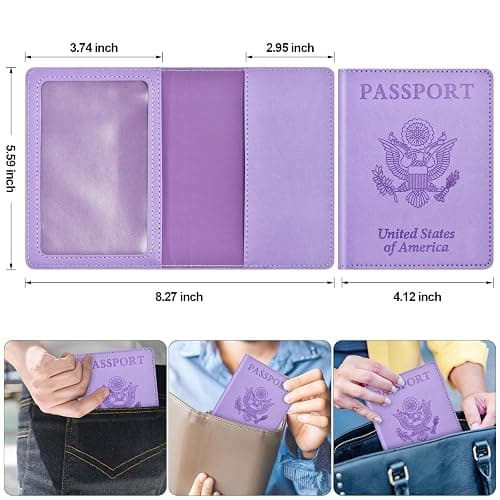 Eoehro Passport Holder for Travel Essentials, Passport Wallet Cover Case for Travel Must Haves Accessories, Passport Book Holders for Women and Men thumbnail 3