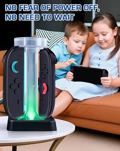 Charging Dock for Switch 2 Joycons Game Controller, Charging Station with 5 Colors RGB Light and 6 Game Card Storage Slots thumbnail 7