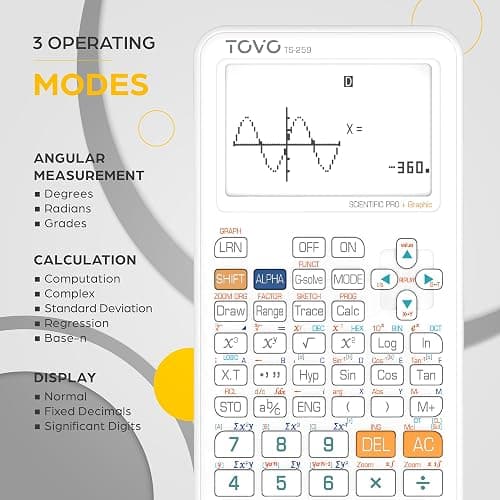TOVO Scientific Calculator with Graphic Functions, 360+ Functions Graphing Calculator for Students, Large 3" Screen Multi-Mode Scientific Calculators for High School & College, TS-259 thumbnail 3