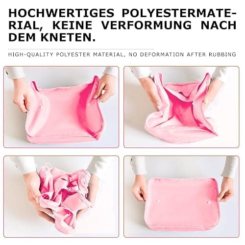 8 Set Packing Cubes for Suitcases Travel Luggage Packing Organizers,Travel Essentials Luggage Organizer Accessories for Shoe Bag Tioletry Bag Laundry Bag (Pink) thumbnail 5