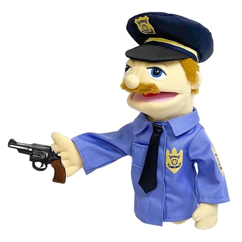 okegztoa 16"Puppets Entriloquist Puppet,Hand Puppets for Kids Plush Policeman Puppets for Adults with Removable Mouth Puppe t for Kids Ages 4-8，Hand Puppet for Adults with Scalable Pupp et Control Rod thumbnail 5