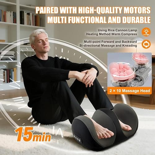 CCHYF Foot Massager with Heat, Shiatsu Kneading Foot and Calf Electric Massager Machine with Roller, Massage Feet/Arm/Calf/Ankle for Relax, Plantar Fasciitis, Pain Relief, Gifts for Women & Men, Black thumbnail 5