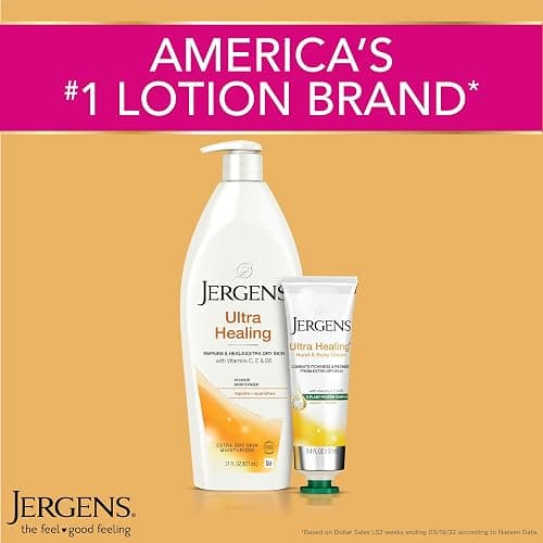 Jergens Ultra Healing Dry Skin Lotion, Hand and Body Moisturizer for Quick Absorption into Extra Dry Skin with Hydralucence Blend, Vitamins C, E and B5, White, 3 oz, Pack of 3 thumbnail 7