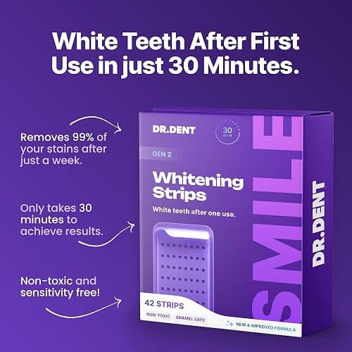 DRDENT Purple Teeth Whitening Strips 21 Treatments - Safe for Enamel - Non Sensitive Teeth Whitening - Whitening Without Any Harm - Pack of 42 thumbnail 4