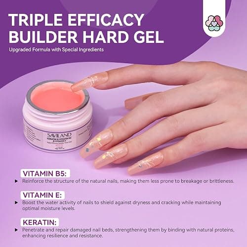 SAVILAND Builder Nail Gel Kit – Clear Pink Nudes Sculpture Hard Gel Nail Drill Kit Nail Form Nail Extension Shaping for Home DIY Salon thumbnail 3