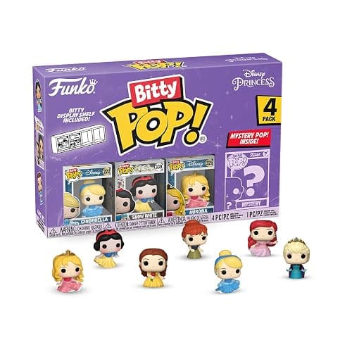 Funko Bitty POP! 4 Pack: Disney Princess - Cinderella, Snow White + Mystery | Official Cartoon/Animation Merch - Tiny 0.9 inch Figures with Display Shelf - Cake Topper, Party Bag and Stocking Filler Gift thumbnail 12
