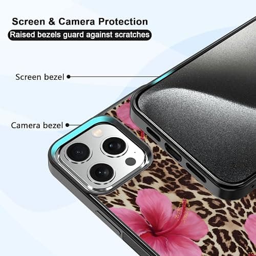 Axulimin Cute Pink Hibiscus Flowers Leopard Cheetah Print Aesthetic Phone Case for iPhone 15 Pro Max Case for Women Girls -6.7Inch thumbnail 4