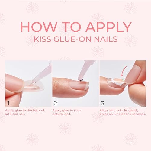 KISS | The Summer I Turned Pretty French Tip Press On Nails, ‘Sunlit Days’, Medium Coffin, Includes Pink Gel Nail Glue (2g), Mini Nail File, Cuticle Stick, & 28 Fake Nails - Sunlit Days - Glue on thumbnail 2