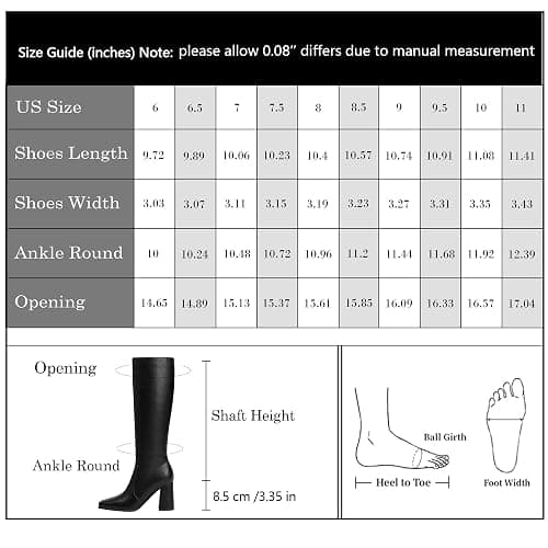 Modatope Knee High Boots Women Chunky Heel Square Toe Heeled Tall Boot for Women Fashion Side Zipper Long Boot thumbnail 4