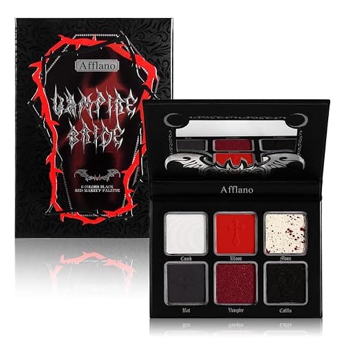 Afflano Red Black Eyeshadow Goth Makeup Palette, Vampire Blood Red Halloween Makeup Palette, Burgundy Dark Smokey Eye Shadow Palette Pigmented, Smoky Eyes Black Red Eyeshadow Costume Clown SFX Makeup - Image 1